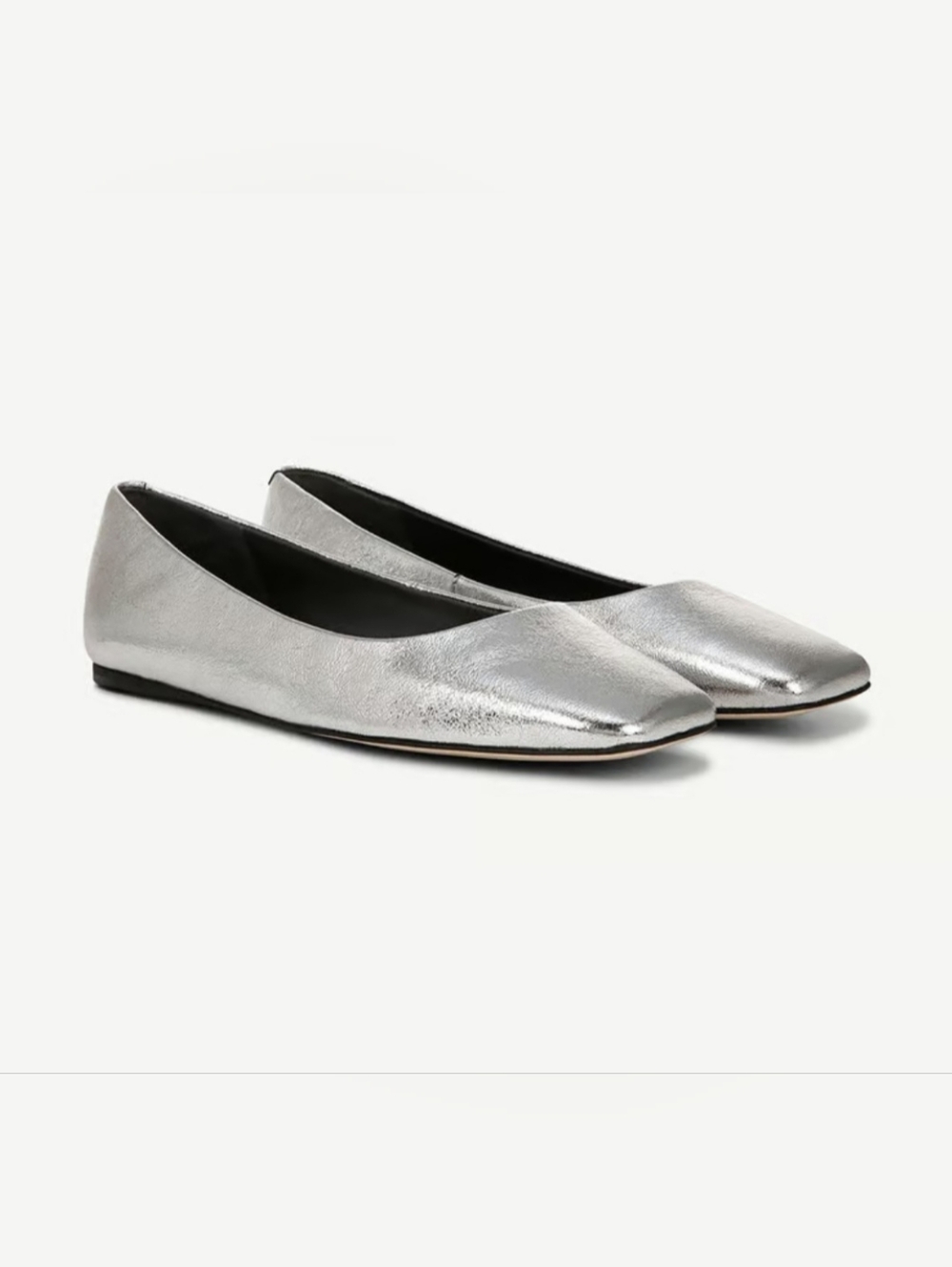 NEW! Franco Sarto Women's Silver Metallic Square Toe Ballet Flats